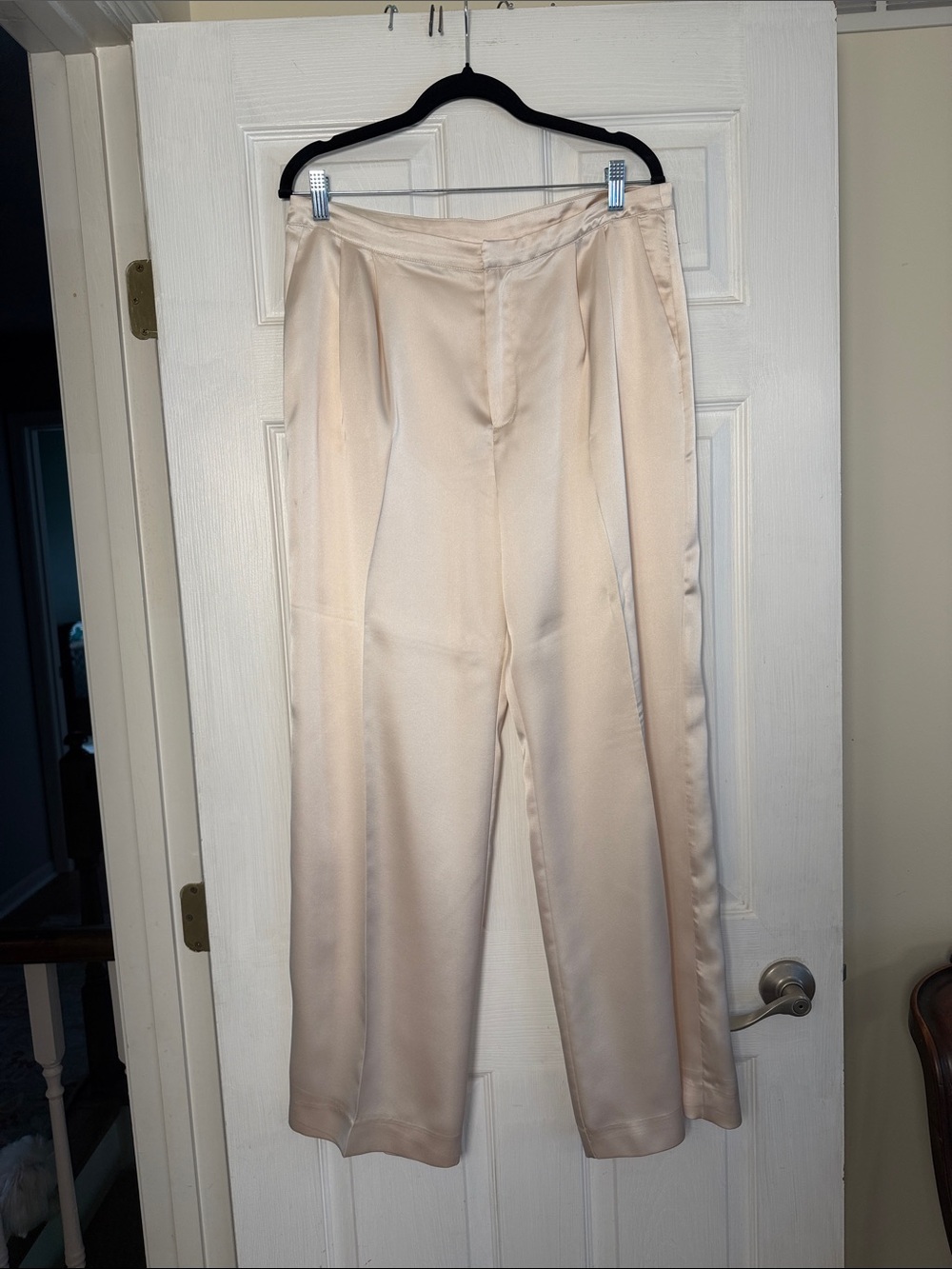 Gianni Bini Cream Wide-Leg Satin Pants 8